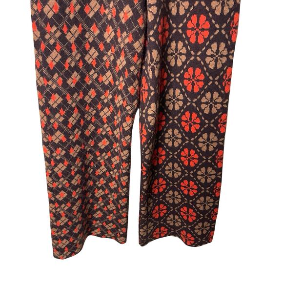 Lingua Franca Brown Orange Wool Cashmere Knit Jacquard Pants XS - Picture 5 of 9